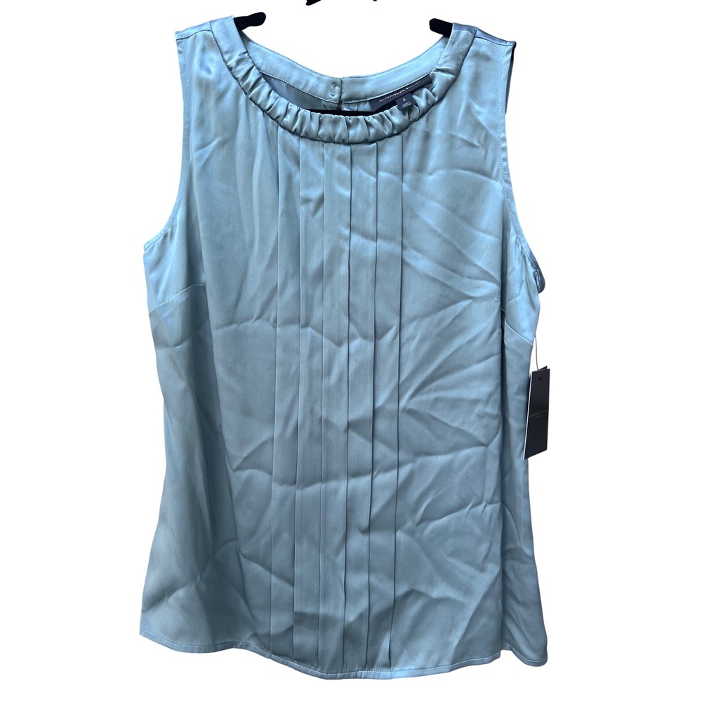 Classiques Entier Atelier 100% Silk Pleated Sleeveless Blue Smoke S Nordstrom